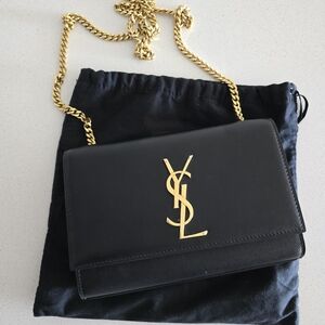 Yves Saint Laurent Black Crossbody with Gold Chain